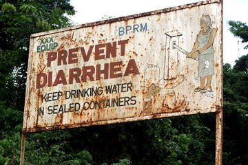 Signs are posted on roadsides to give people important health information.