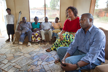 Gaston Ntambo (right) and his wife Jeannne operate a free guesthouse for patients and families. A UMNS photo by Mike DuBose.