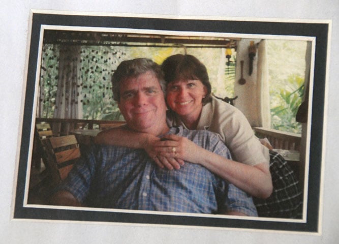 A framed photo of the Revs. Clinton and Suzanne Field Rabb rests on a coffee table at their home in Hawthorne, N.Y. A UMNS photo courtesy of the Rabb family.