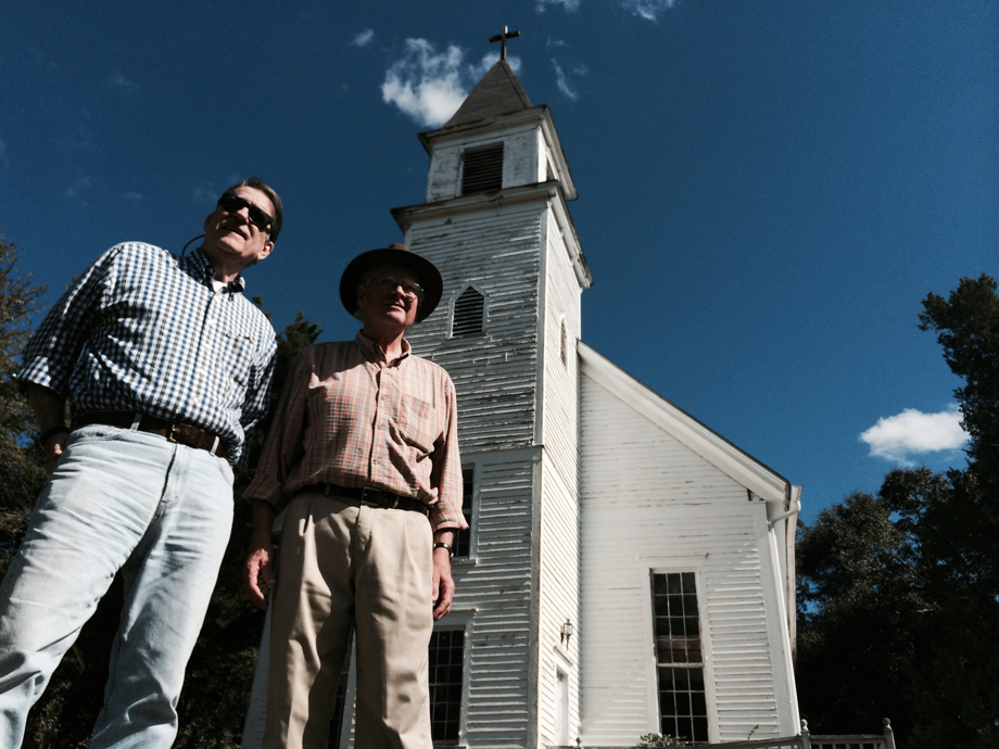 Sonny Seals (left) and George Hart of Atlanta are longtime friends who ramble the Georgia countryside looking for old rural churches that they believe should be appreciated and preserved. Photo by Mark Davis, courtesy the Atlanta Journal-Constitution.