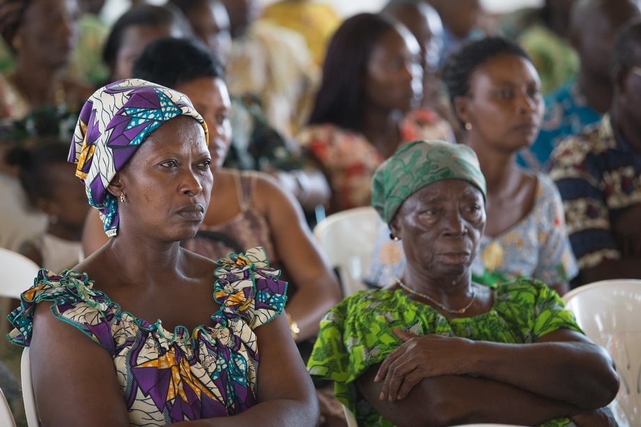 Parishioners listen to a presentation on ways to help prevent Ebola at Temple Bethel United Methodist Church.