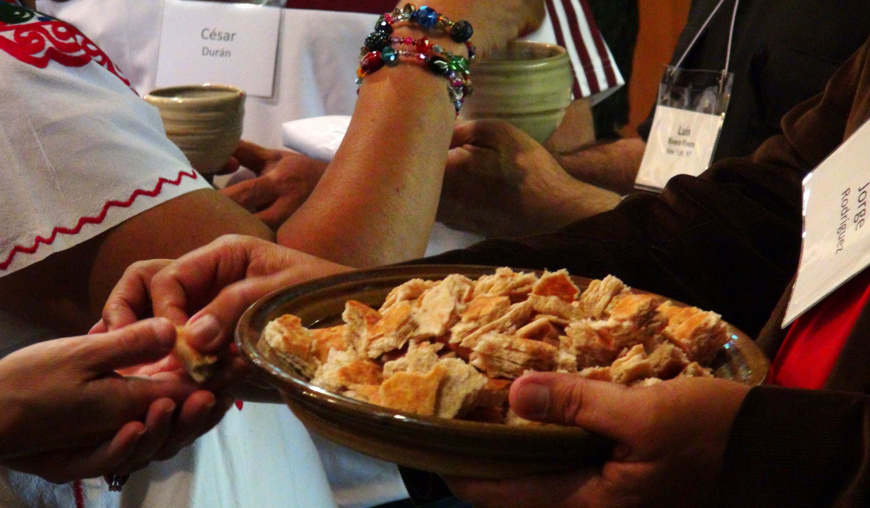  Members from six different Christian denominations gather for Communion at the first ecumenical Latino training for church planters and missioners. Photo by Michelle Maldonado, United Methodist Communications