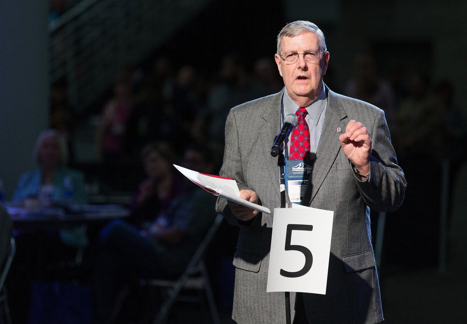 Warren Harper of the Virginia Conference helps deliver the laity address during the 2016 United Methodist General Conference in Portland, Ore. Photo by Mike DuBose, UMNS