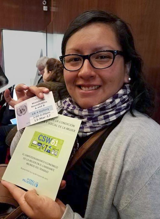 Annie Solis, Methodist Church in Peru, was part of a World Student Christian federation delegation to the 2017 U.N. Commission on the Status of Women. Photo by Melanie Yong.