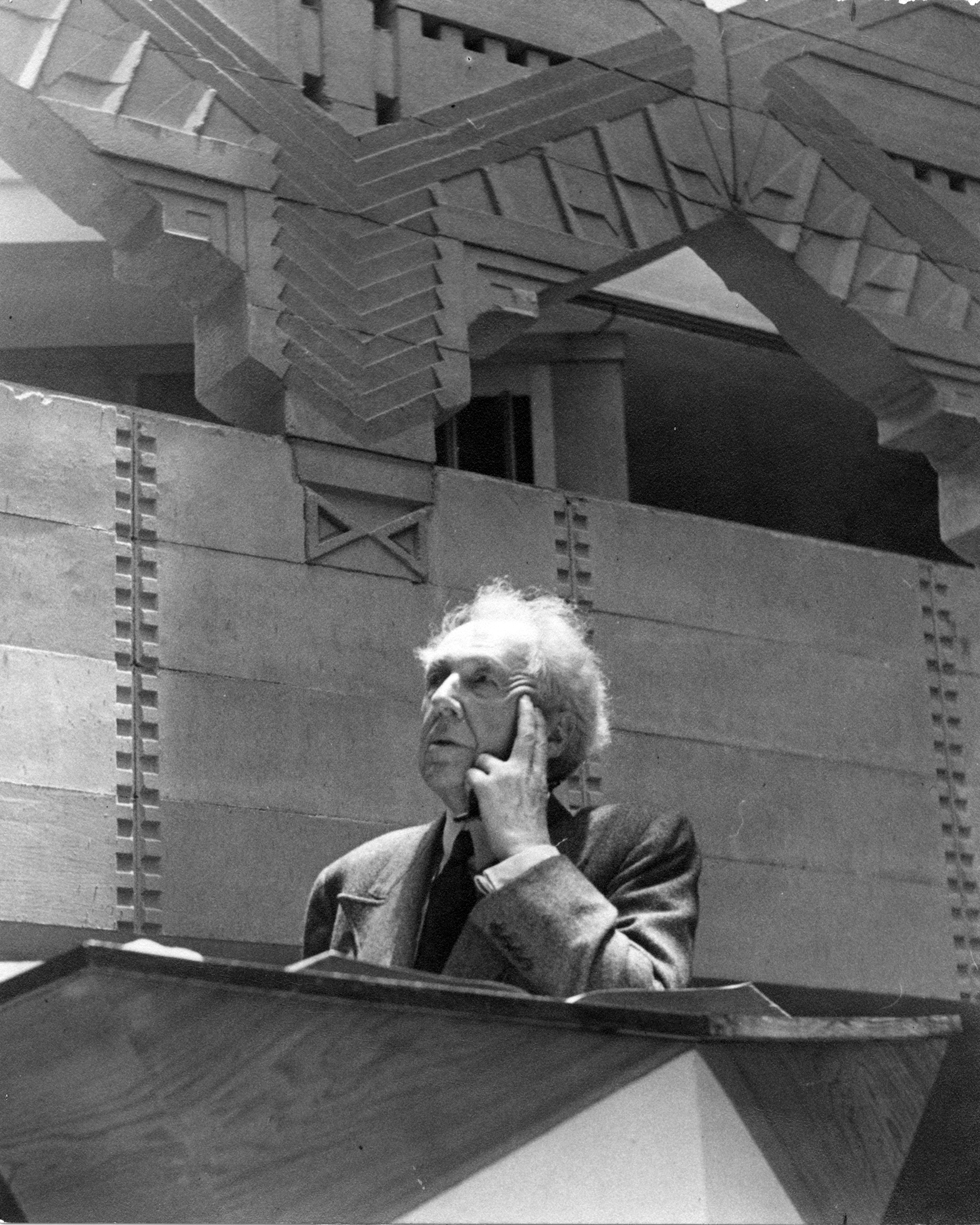 Frank Lloyd Wright spoke at Annie Pfeiffer Chapel, a building he designed for Florida Southern College, during his campus visit following the chapel’s completion. Photo courtesy of Florida Southern College’s Archives.