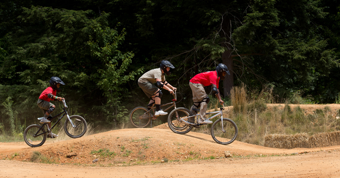 Scouts try BMX racing at the 2017 National Scout Jamboree at the Summit Bechtel Reserve in Glen Jean, W.Va. Photo by Mike DuBose, UMNS.