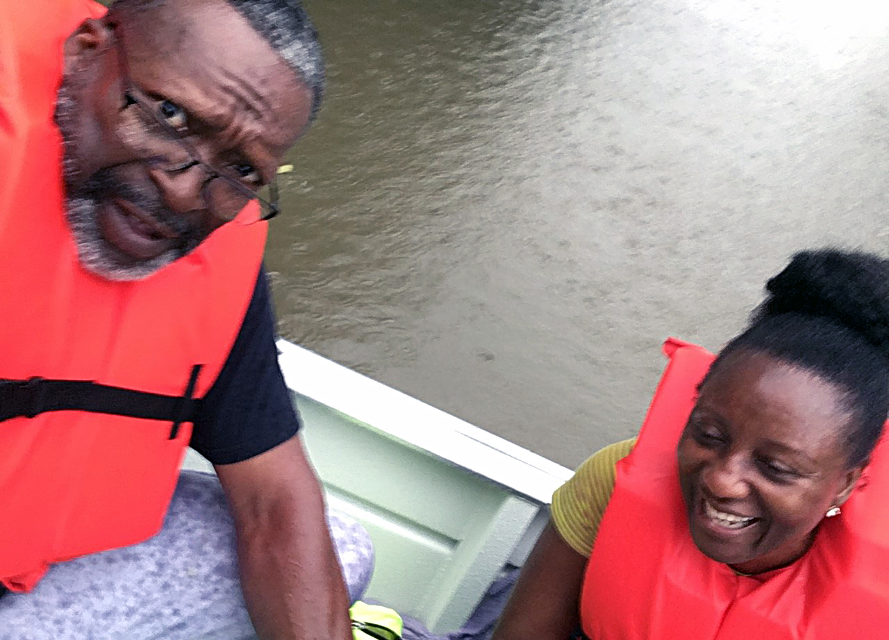 Rising floodwaters from Tropical Storm Harvey led to the Aug. 27 evacuation of the Rev. Vincent Harris and his Paula from their Houston-area home. Photo courtesy of the Rev. Vincent Harris.   ​