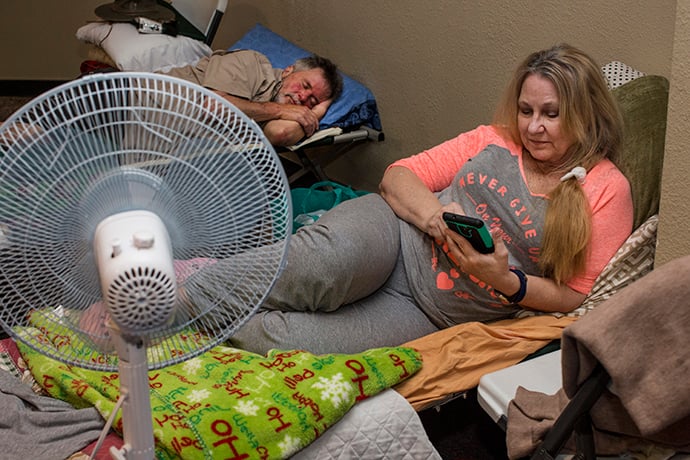 Donna Paulk and Marshall Paul lost their home and car in flooding from Hurricane Harvey. 