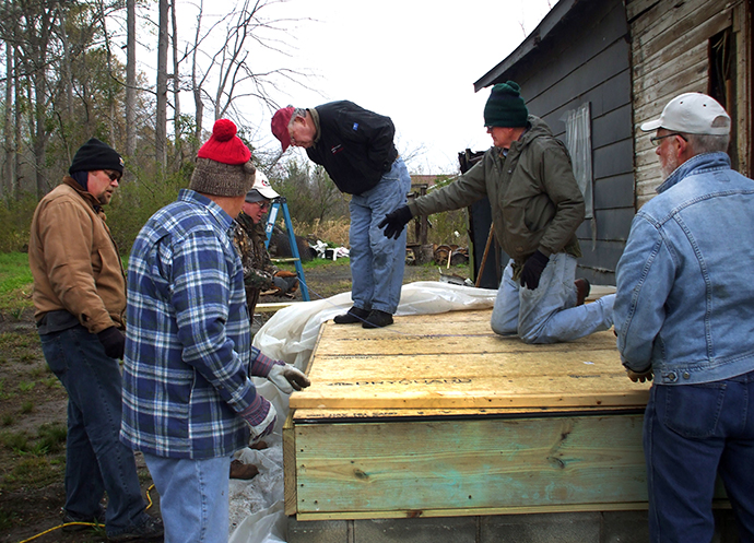 The Greenwood District built a complete bathroom for Allen James of Sellers, S.C., and redid his kitchen, adding a full stove and refrigerator and replacing his damaged sink cabinets. Sellers’ home was hit by Hurricane Matthew in October 2016, resulting in extreme flood damage. A team of United Methodists, organized by the Rev. Mike Evans and Matt Brodie and representing several United Methodist churches, restored his home in spring 2017. Photo by Carolyn Cantrell, South Carolina Conference.