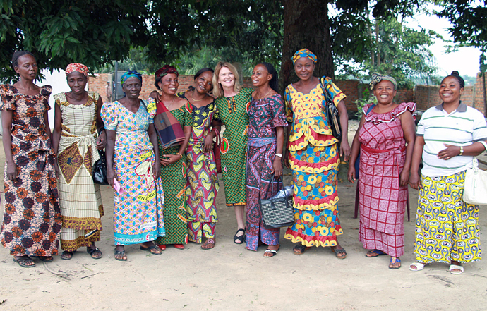 United Methodist Women leaders of the East Congo Episcopal Area meet with the Rev. Neelley Hicks (center) about the animation, “A Plea To My Father.” The animation is story of a young boy who pleads with his father not to abandon his mother and sister because they were raped by militants. Photo by Melissa C. Wheatley, UMNS.