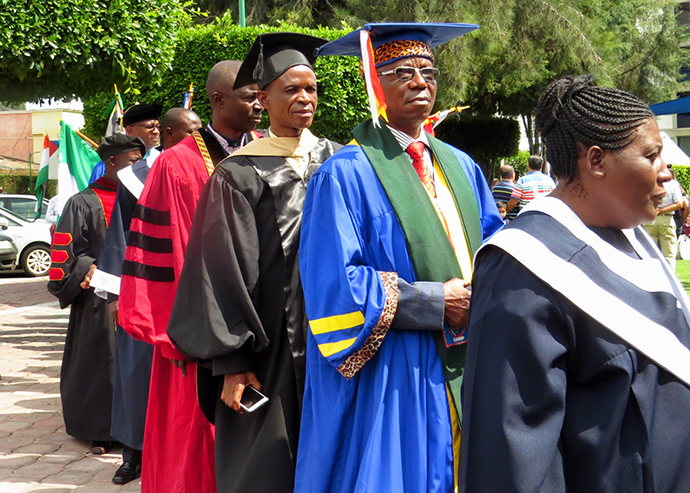 Methodist educators from Africa take part in the May 28, 2017, processional at the official opening of the International Association of Methodist-related Schools, Colleges and Universities in Puebla, Mexico. Photo by Sam Hodges, UMNS.