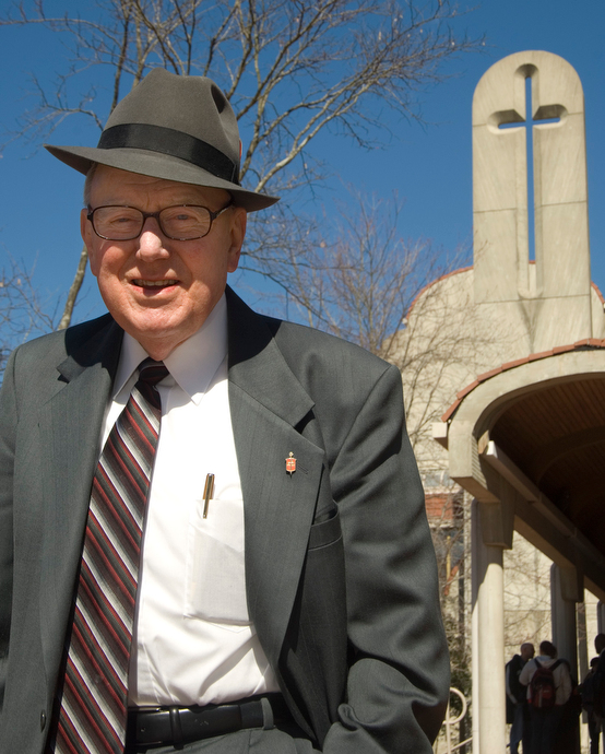 Bishop L. Bevel Jones III stands in front of Cannon Chapel at the Candler School of Theology in Atlanta in this undated file photo. Jones served as bishop-in-residence at Candler from 1996-2004. Photo courtesy of the Candler School of Theology.