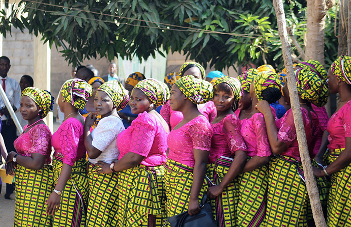 Members of the Women Fellowship Choir gather before Sunday service on March 4, 2018, at Abuja Area 1 United Methodist Church in Abuja, Nigeria. The Rev. Ali Ibrahim said the church holds two services every Sunday with more than 1,000 people at each service. Photo by E Julu Swen, UMNS.