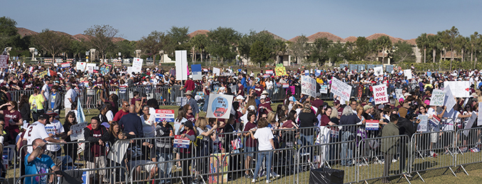 Supporters filled Pine Lake Park on March 24 in support of students from Marjory Stoneman Douglas High School. The Parkland, Fla., rally was one of more than 800 held around the U.S. Photo by Kathy L. Gilbert, UMNS.