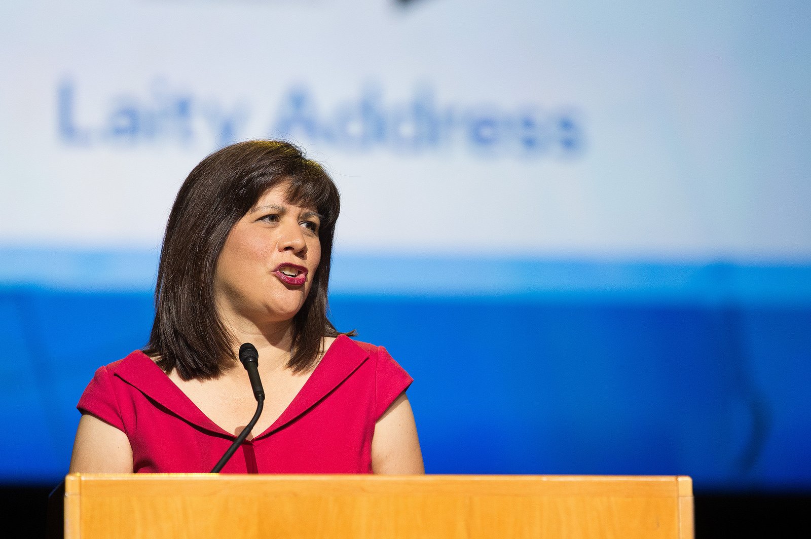 Courtney Fowler of the Great Plains Conference helps deliver the laity address during the 2016 United Methodist General Conference in Portland, Ore. Photo by Mike DuBose, UMNS