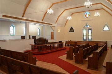 The church interior awaits a final inspection and a dedication.