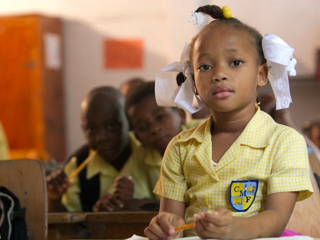 Students were able to return to their classrooms at the Methodist Church's Freres School in Port-au-Prince, some nine months after the earthquake.