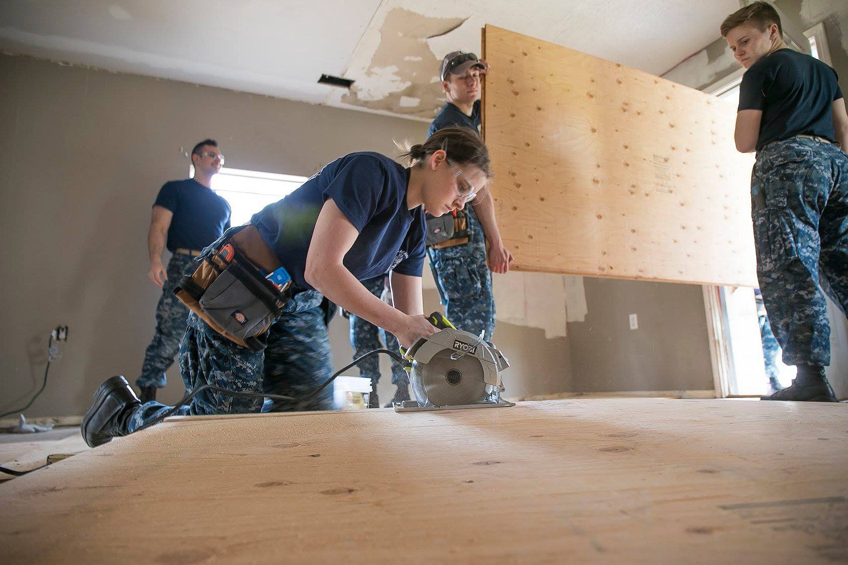 The U.S. Naval Academy contributed volunteers to Hurricane Harvey recovery work in Rockport, Texas, this past March, during the school’s spring break. The Rio Texas Conference provided case management support for the project the Midshipmen helped with. Photo courtesy of the Rio Texas Conference.