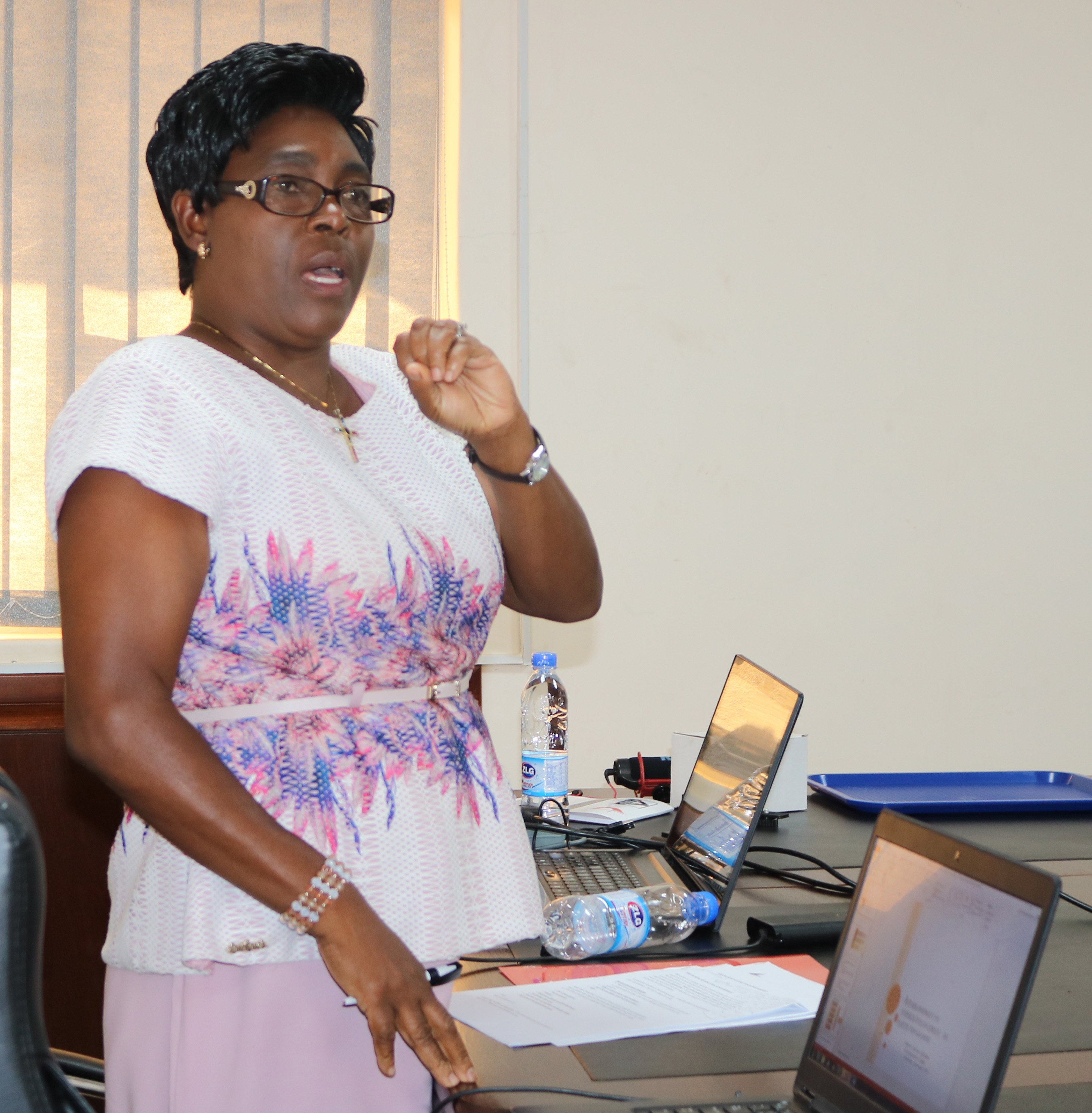 Tendai Gurupira speaks about empowering and protecting women during a meeting at the Zimbabwe West Annual Conference office in Harare. Gurupira is coordinator for ministry with women, children and youth for the conference. Photo by Priscilla Muzerengwa, UMNS.