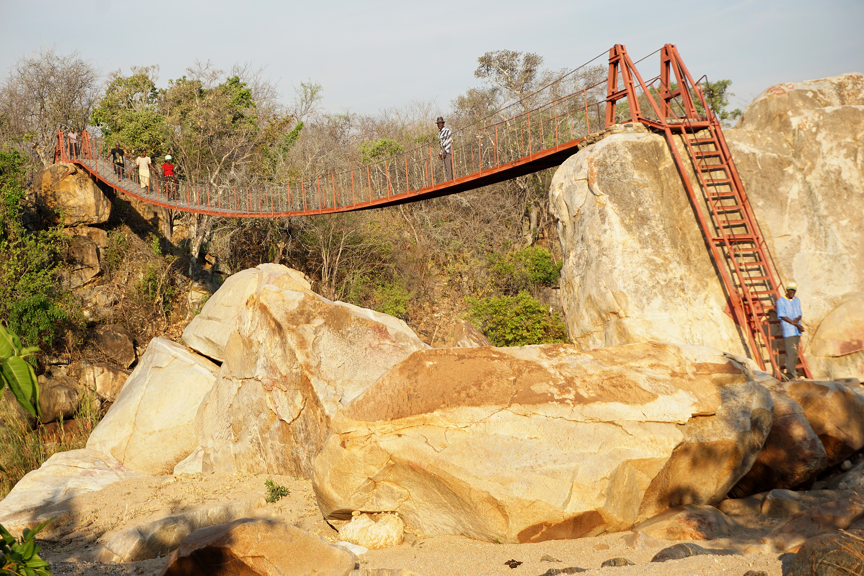 Residents of the Shapure community try out the new footbridge that spans the Nyan’ombe River. Photo by Kudzai Chingwe, UMNS.