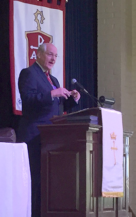 Bishop B. Michael Watson, ecumenical officer for the Council of Bishops, speaks of the importance of work toward Christian unity. Photo by Heather Hahn, UMNS.