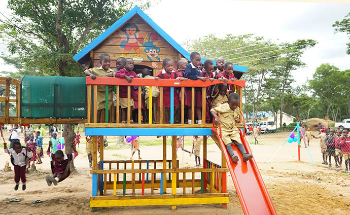 Children enjoy the new playground at a dedication ceremony Feb. 8 at Hanwa Mission School in Macheke, Zimbabwe. Photo by Kudzai Chingwe, UMNS.