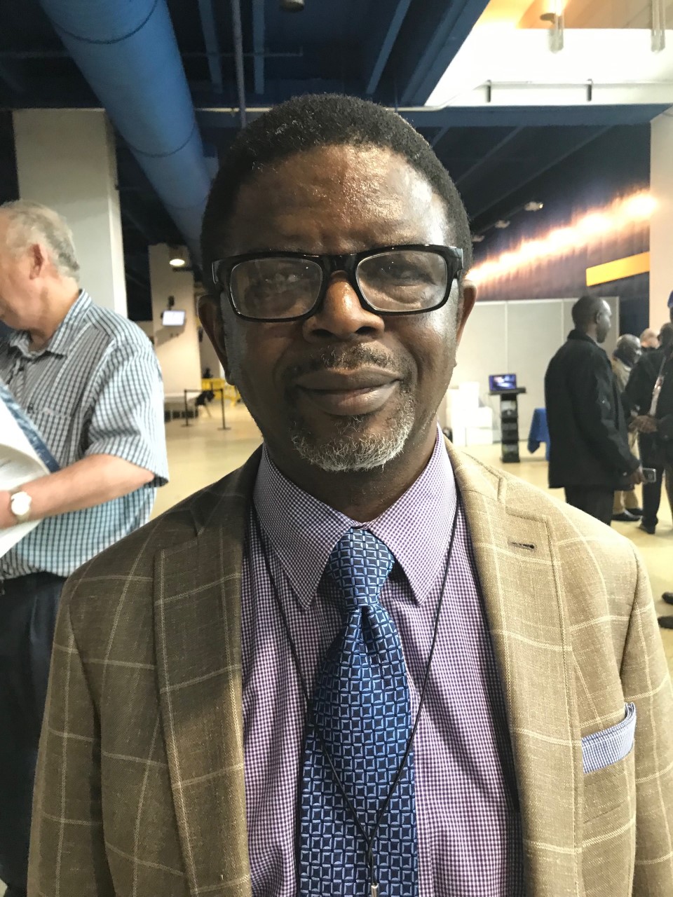 The Rev. Jacob Maforo drove nine hours from his home near the Kansas-Oklahoma border to be an observer at the 2019 General Conference. Some 3,000 observers have registered for the special legislative session, underway through Feb. 26 at the America’s Center in St. Louis. Photo by Sam Hodges, UMNS.