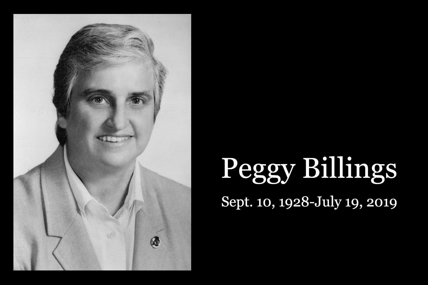 Peggy Billings, a retired staff executive with the Women’s Division (now United Methodist Women) and World Division, United Methodist Board of Global Ministries, died July 19, 2019, at the age of 90. 1983 file photo courtesy of the Board of Global Ministries.