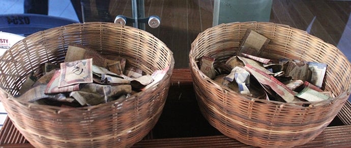 Offering baskets are filled up at Georgia Patten United Methodist Church in Monrovia, Liberia, during a special collection organized by the church’s Young Adult Fellowship to provide scholarships to students in need. Photo by E Julu Swen, UM News.