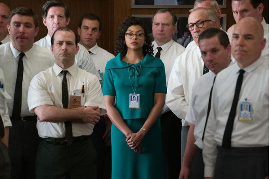 In this scene from “Hidden Figures,” Taraji P. Henson in her role as Katherine G. Johnson stands out amid her team of fellow mathematicians that helped send into orbit John Glenn. Photo by Hopper Stone, “Hidden Figures” (20th Century Fox).