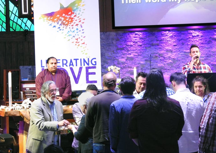 Worship services, including communion, were a part of the March 6-8 “Trailblazing the Liberation Methodist Church” event, held at Preston Hollow United Methodist Church in Dallas, and sponsored by UM-Forward. Photo by Sam Hodges, UM News.