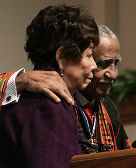 Evelyn and Joseph Lowery, married for 60 years, have been honored for their years of dedication to civil rights. A UMNS photo by Kathy L. Gilbert.
