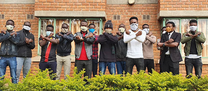 Africa University students in Mutare, Zimbabwe, express solidarity with victims of racism in the United States. The students issued a statement condemning racism in the U.S. and likening it to tribalism witnessed in parts of Africa. Photo courtesy of Fiston Okito.