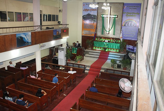 United Methodist City Temple in Cabanatuan City, Nueva Ecija, Philippines, reopened June 28 with four worship services. Photo by Gladys P. Mangiduyos, UM News.