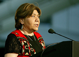 Anne Marshall prays during an ecumenical worship service at the 2004 General Conference in Pittsburgh. File photo by Mike DuBose, UM News. 