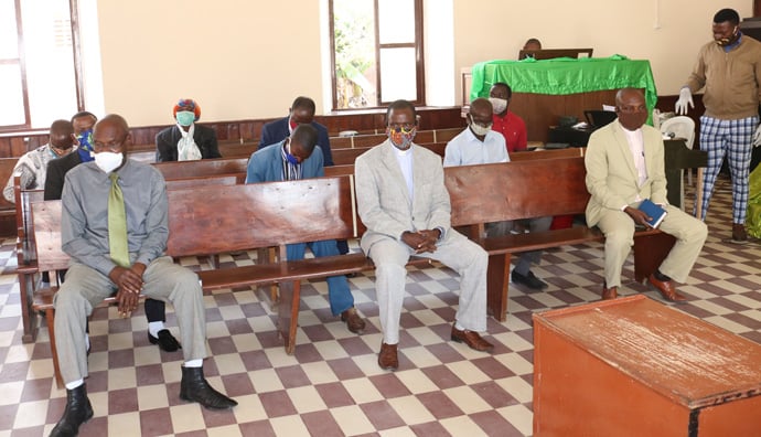 Pastores dos Distritos de Malanje e Kiwaba Nzoji presentes no culto de reabertura na Igreja Central de Malange. Malange, foto de João Gonçalves Nhanga.