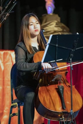 Minju Cindy Oh has learned to play “Amazing Grace with Bach,” which mixes the beloved hymn with Johann Sebastian Bach’s “Cello Suite No. 1 Prelude.” Photo courtesy of Minju Cindy Oh.