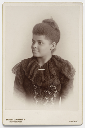 A portrait of Ida B. Wells-Barnett circa 1893, an early leader in the women’s and civil rights movements. Wells was active in the women’s suffrage movement but was asked not to march with white suffragists in 1913.   Albumen silver print by American female photographer, Sallie Garrity. Photo from the National Portrait Gallery, courtesy of Wikimedia Commons.