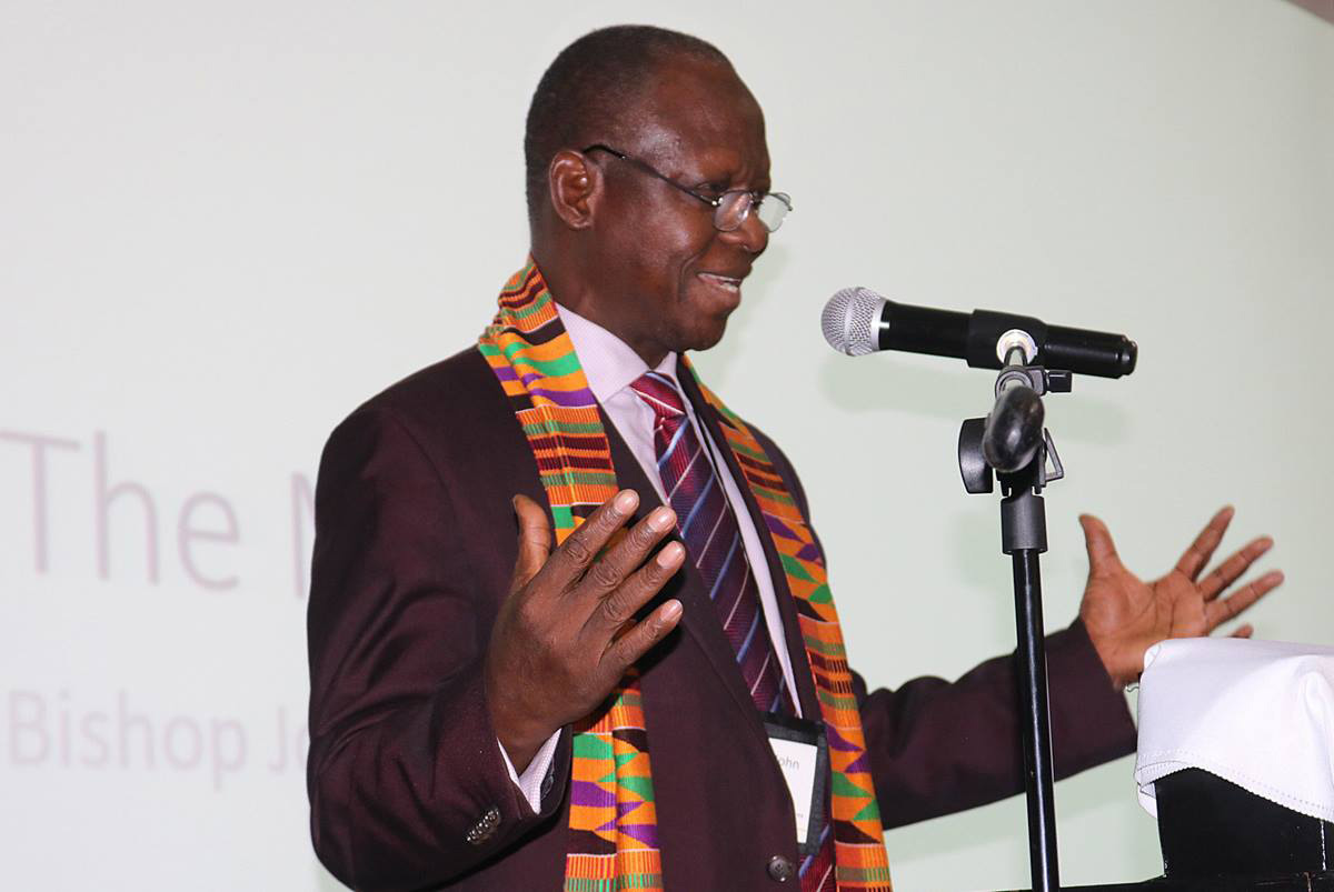 Sierra Leone Bishop John K. Yambasu speaks during the United Methodist Africa agricultural summit Jan. 13-16, 2019, in Johannesburg, South Africa. The United Methodist Board of Global Ministries is recognizing the late bishop’s support of agricultural mission work by naming a new agricultural initiative after him. File photo by Eveline Chikwanah, UMNS.