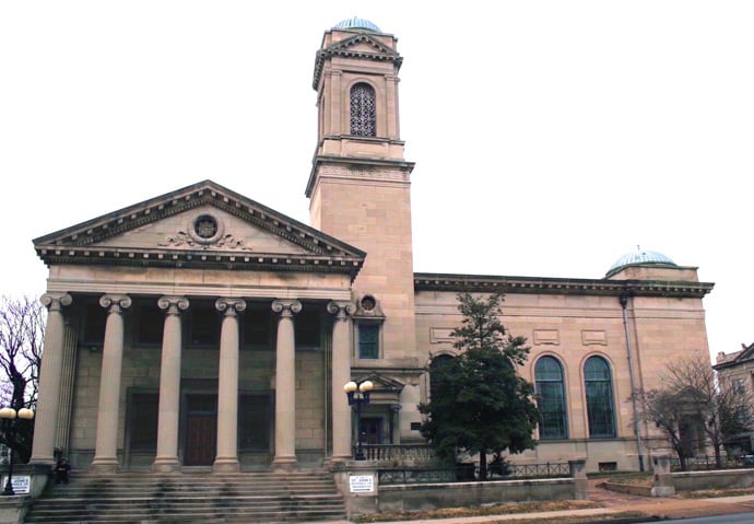 Link Auction Galleries now has the building long occupied by St. John’s United Methodist Church, in the Holy Corners area of St. Louis.  The Rev. Thomas Frank’s new book “Historic Houses of Worship in Peril” examines the fates of Holy Corners’ congregations and their buildings. Photo courtesy of the St. Louis Cultural Resources Office.