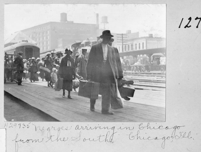 Among the historic images provided by the United Methodist Commission on Archives and History for the new PBS film “The Black Church” is this one showing African Americans from the South arriving in Chicago. More than 50 photos from Archives and History are seen in the documentary. Photo courtesy of the United Methodist Commission on Archives and History.