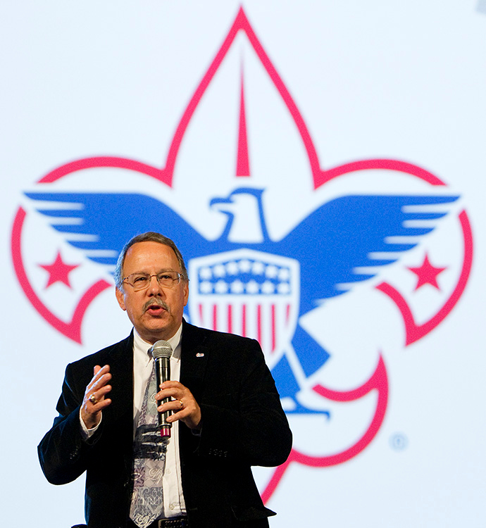 Gilbert C. Hanke speaks about Scouting ministries during the 2012 United Methodist General Conference in Tampa, Fla. Some 3,000 United Methodist churches charter more than 9,000 scouting units. File photo by Mike DuBose, UM News.