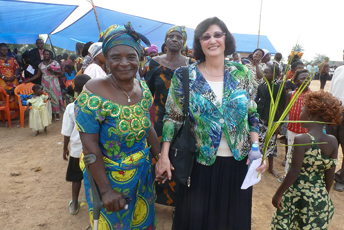 Barbara Boigegrain, top executive of Wespath Benefits and Investments, visits Congo in 2014 as part of the effort to start a pension plan for clergy and United Methodist-affiliated institutions there. Photo courtesy of Wespath.