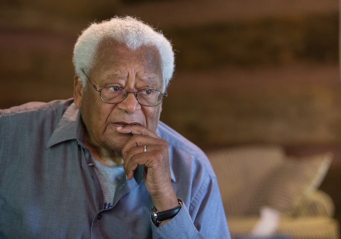 The Rev. James Lawson talks about Black Lives Matter and the civil rights movement during a break from teaching at the Children’s Defense Fund’s Proctor Institute in Clinton, Tenn., in 2016. File photo by Mike DuBose, UM News.