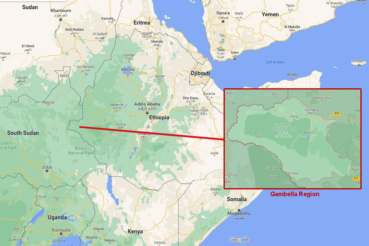 The United Methodist Committee on Relief announced it is giving a $10,000 grant to help provide food and address other immediate needs for people affected by civil unrest in the Gambella Region of western Ethiopia. Map courtesy of Google Maps.