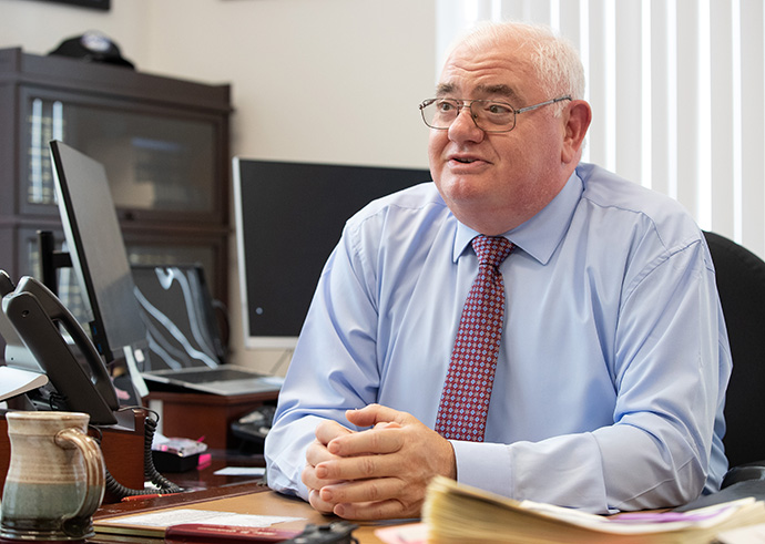 The Rev. Mike Coleman helped establish Kairos Prison Ministry in the West Virginia prison system when he served as acting warden at the Mount Olive Correctional Complex in Mount Olive, W.Va. Coleman, now director of the Division of Administrative Services for the West Virginia Department of Homeland Security, retired as a United Methodist pastor in 2022. Photo by Mike DuBose, UM News.