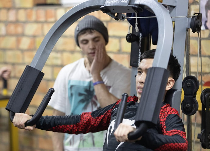 The Mosaic Center operates a gym where young people can work out and hear about faith. Photo by Mike DuBose, UM News.